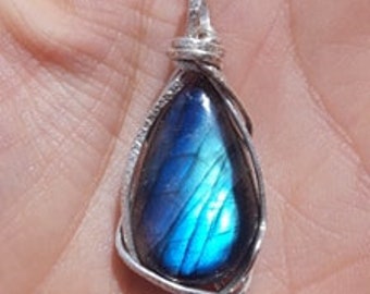 Labradorite Silver Pendant/Labradorite Jewelry/Labradorite Gemstone Necklace/Teardrop Labradorite/One of a kind Pendant