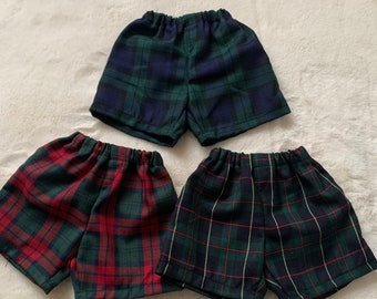 Baby tartan shorts, toddler tartan shorts, baby wedding shorts,  baby tartan, baby baptism shorts, baby plaid shorts