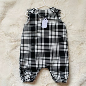 Pelele de tartán unisex para bebé: conjunto a cuadros blancos y negros