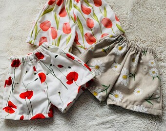 baby linen shorts, toddler linen shorts, baby bloomers, baby pants, baby summer shorts