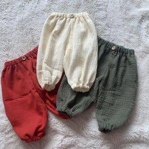 baby muslin trousers, baby cotton pants, gender neutral baby, boho style pants, infant summer pants, baby clothing, soft baby trousers