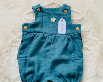 Pelele de niña, conjunto de niña, pelele de muselina para bebé, pelele de verano para bebé, pelele de muselina, regalo para niña
