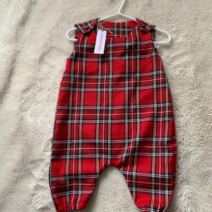 uniseks romper met schotse ruit, Royal Stewart-geruite romper, geruite babyromper, babykerstoutfit, romper met rode schotse ruit, kerstromper baby