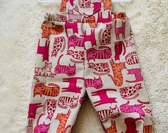 baby linen dungarees, baby cat dungarees, baby cat overalls, baby summer outfit, newborn gift, baby girl gift