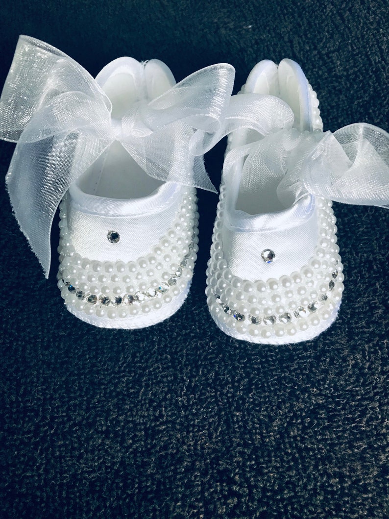 satin baby shoes christening