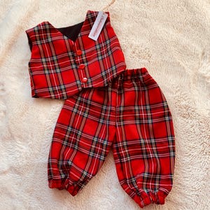 outfit met schotse ruit, babykerstoutfit, tartanpak peuter, kerstcadeau baby, Royal Stewart-schotse ruit, Schotse babykleding