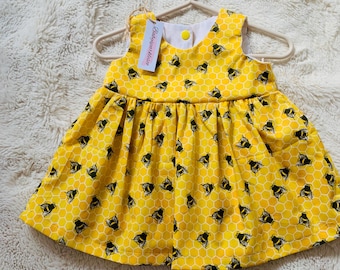Baby Bumblebee Sundress: Yellow Sleeveless Toddler Dress