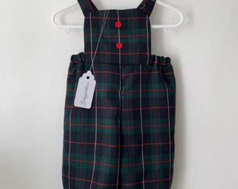 Tartan baby dungarees, baby wedding outfit, baby romper, unisex baby romper, newborn baby gift, maternity gift, baby shower gift