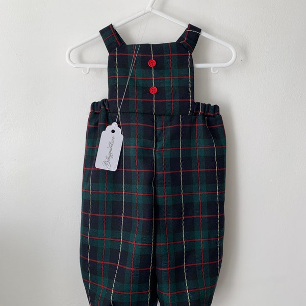 Tartan baby dungarees, baby wedding outfit, baby romper, unisex baby romper, newborn baby gift, maternity gift, baby shower gift