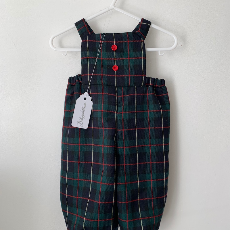 Maddie and Co. Girls Green Plaid Romper with Tartan Plaid Ruffle Accent main image 0