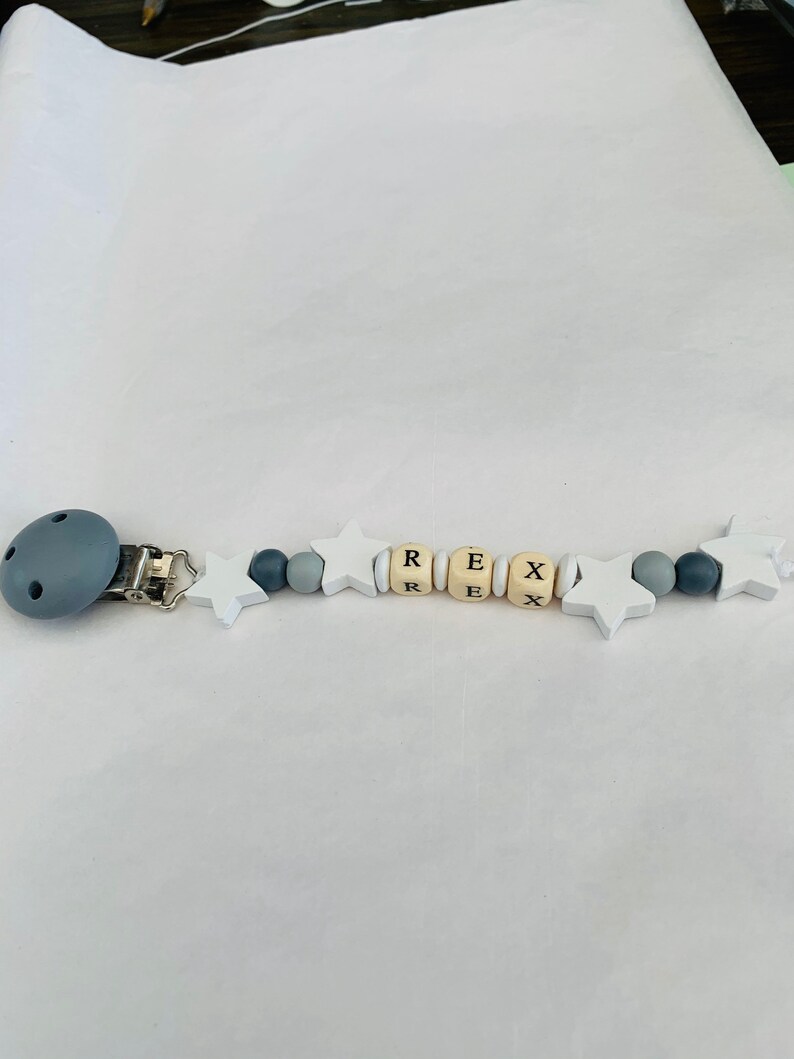 unisex baby gift Romany baby Pram accessory Personalised dummy clip pacifier clip
