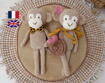 Petits doudous singes au crochet-a monkey couple in crochet