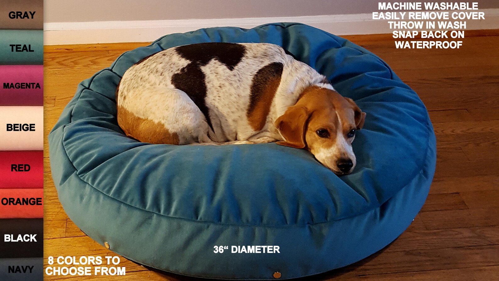 Teal Velvet Dog Bed, Blue Velvet Dog Bed, Blue Velvet Cat Bed, Round Dog Bed, Large Dog Bed