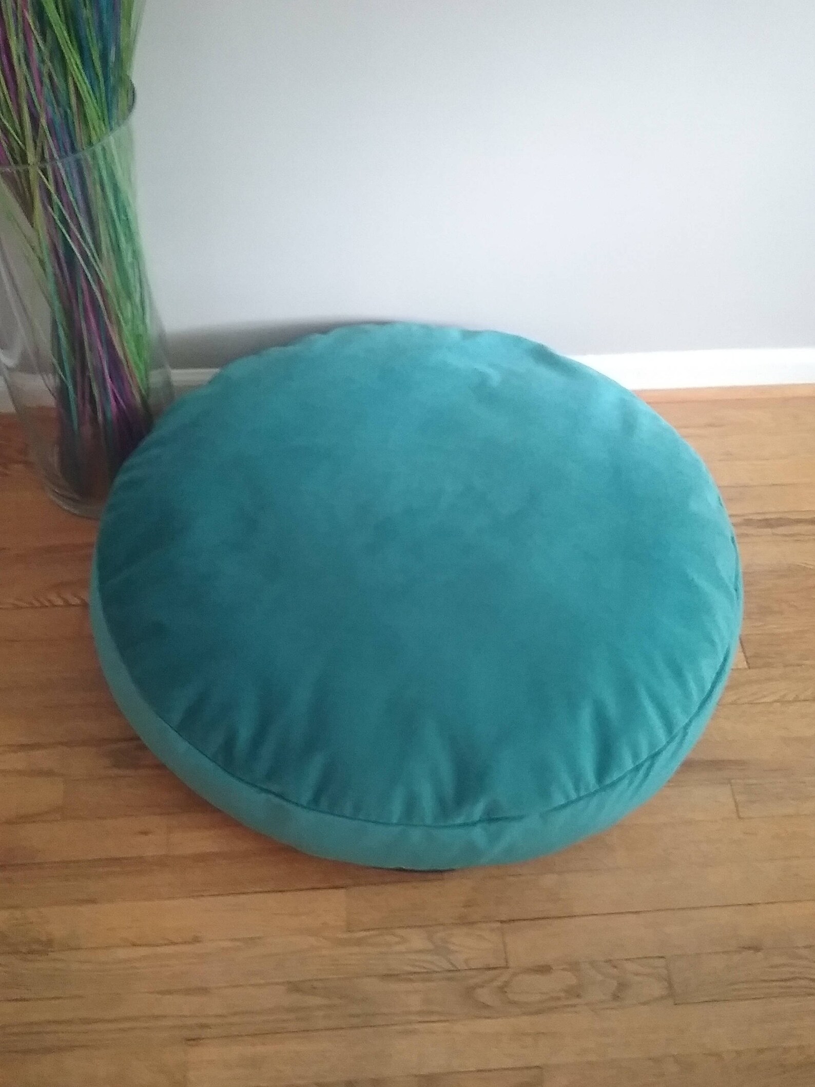 Teal Velvet Dog Bed, Blue Velvet Dog Bed, Blue Velvet Cat Bed, Round
