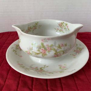 Theodore Haviland Limoges Gravy Boat with Attached Plate