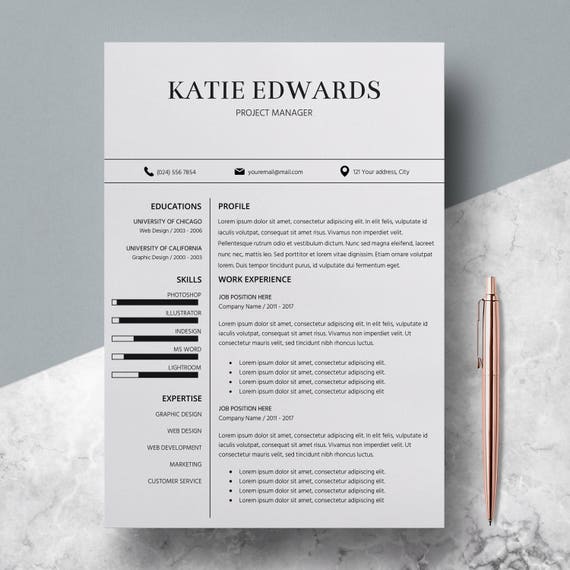 Teacher Resume Template Cv Template Word Professional Etsy