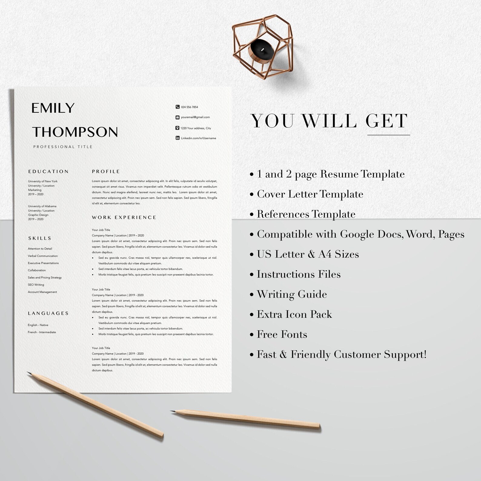 Resume Template Professional Modern Resume Template for - Etsy
