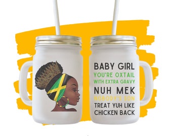 Mrożony szklany kubek podróżny w kształcie ogona wołowego | Jamaican Woman