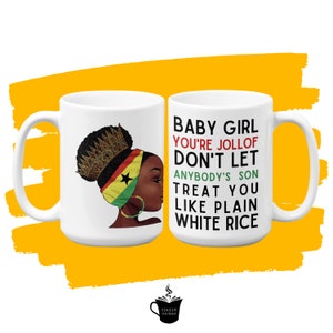 Inspirational Ghanaian Large Mug 15oz | Black Woman | Afro Woman | Ghanaian | Jollof