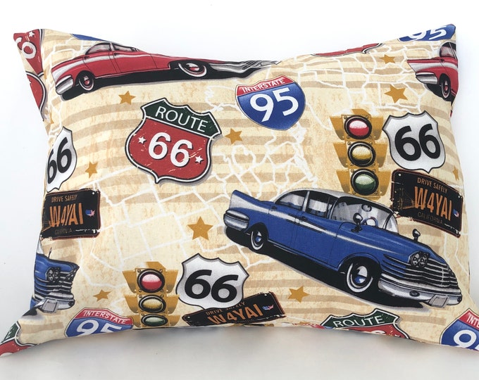 Route 66!  America’s favorite route!  Unique Decor, 12 by 16 inch Envelope Case, Start your Engines/ Pillow cover