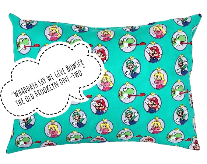 Super Mario World Nintendo travel size pillowcover!  Staring Mario & Luigi, Retro Mario!