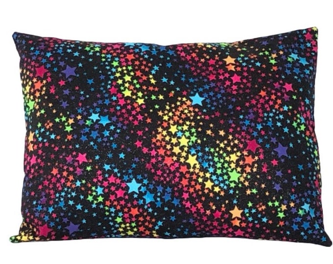 Rainbow Stars or Solar System Pillowcase!  Space Theme Room Decor with sparkling stars.