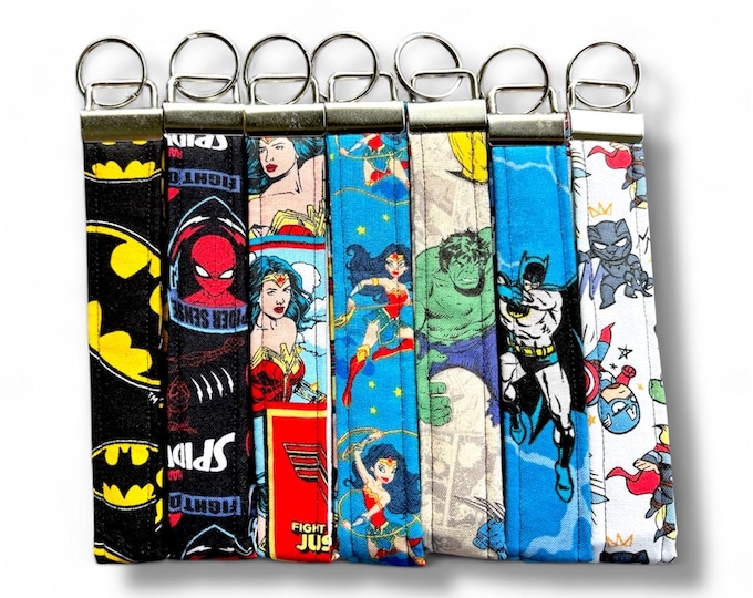 Superhero Keyfob Wristlet, handcrafted! Hero’s Unite!