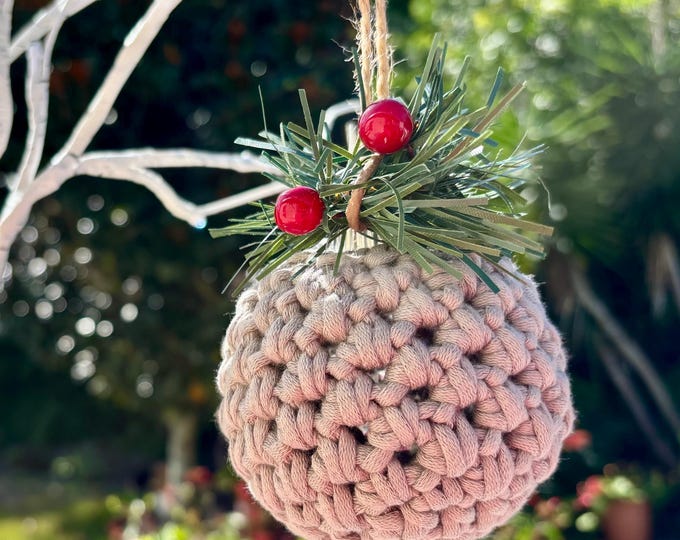 Crochet Ornament!  Handmade in 3 Color choices, Off White, Beige or Slate Blue!