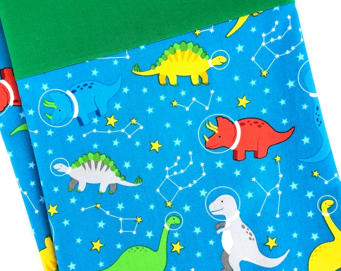 Dinosaur Astronaut Friends Pillowcase/Stars/Queen Size/Childhood Cancer Donation with each purchase!