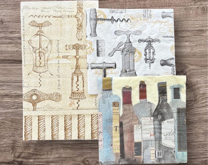 Wine Napkin Bundle; Decopauge and Paper Crafting!