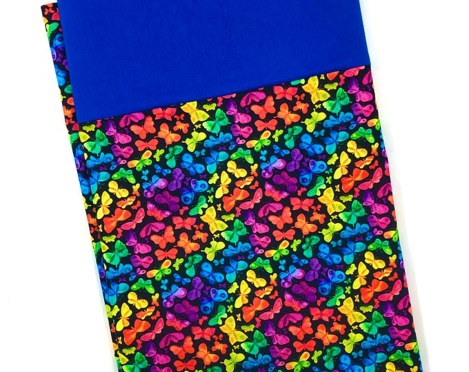 Rainbow Butterfly Pillowcase/Queen Size/Childhood Cancer Donation with each purchase!