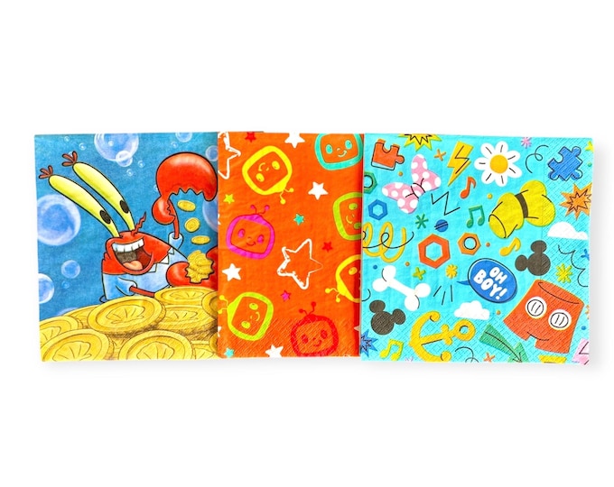 Popular Cartoon Napkins for Decopauge and Crafts!