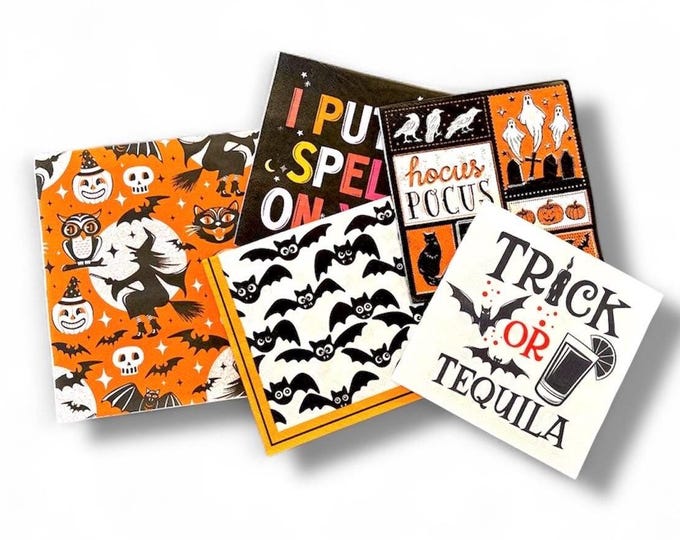Hocus-Pocus, I Put a Spell on You & Trick or Tequila napkin bundle, Decopauge and Paper Crafting.