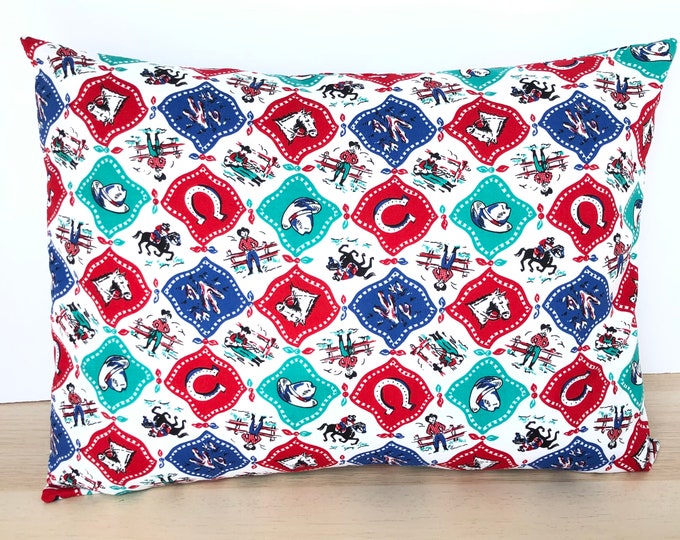 Cowboy/Cowgirl/Horses/Rodeo/Cattle Roping/4 H/Red White and Blue/Envelope Pillowcase/12” by 16”/Childhood Cancer Donation with purchase!