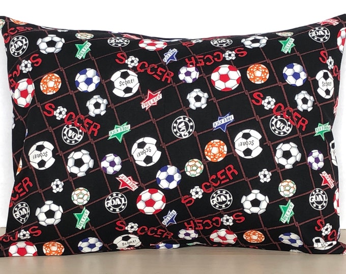 Soccer Pillow-cover/Free Kick/Goal/SCORE/Pillow-cover/Childhood Cancer Donation with each purchase!