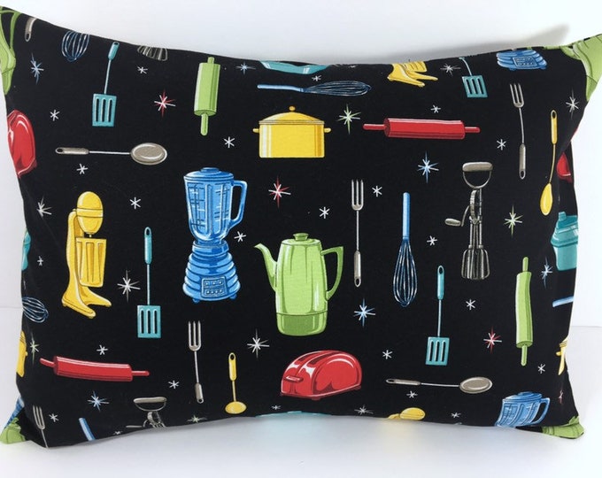 Vintage kitchen appliances Pillowcase/Pillow/Pillowcover/Pillow/Childhood Cancer Donation with each purchase!