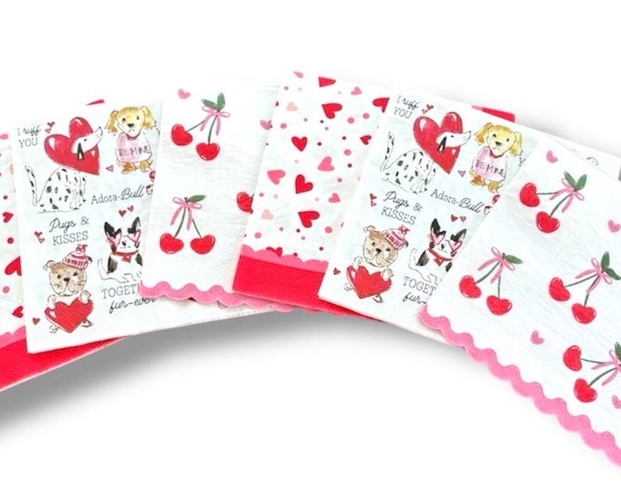 Valentine Napkin Bundle; Decopauge and Paper Crafting!