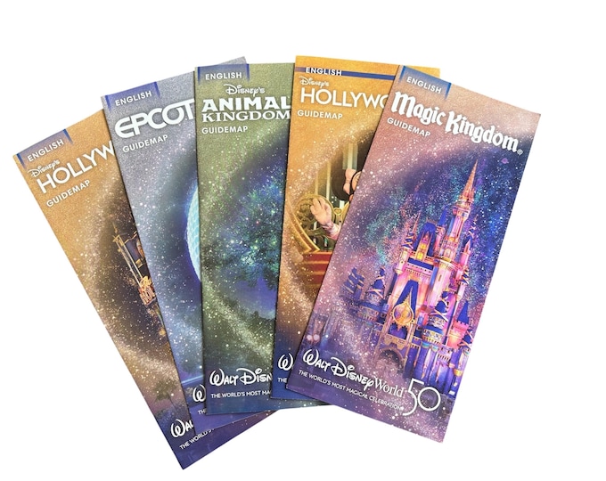 Disney World 50th Anniversary Guide Maps bundle, for Decopauge, Scrapbooking and Paper Crafting.
