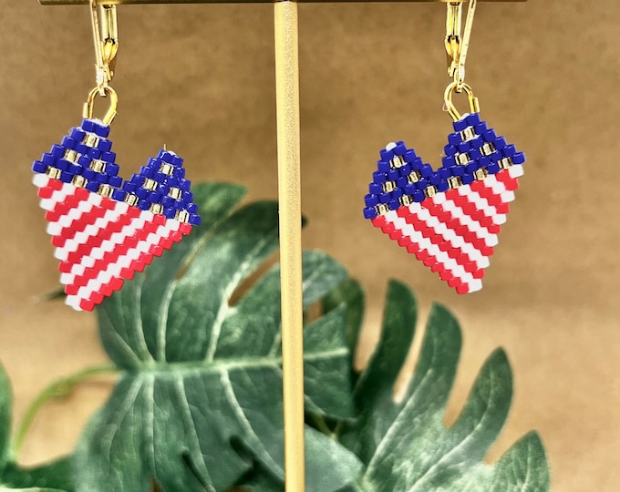 America’s Sweetheart Beaded Earrings! USA wear your Red, White, and Blue proudly!