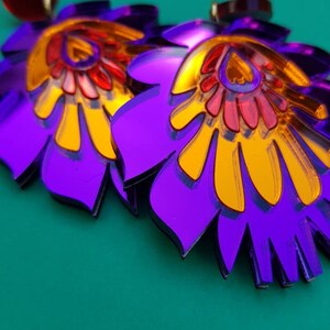 Chandelier earrings, drop earrings, stud earrings, dangle earrings, purple earrings, Christmas earrings image 2