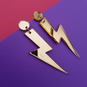 Statement lightening bolt dangle earrings