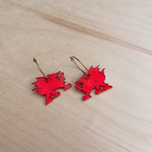 Welsh dragon, Cymru, Welsh earrings, dragon earrings