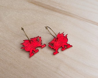 Welsh dragon, Cymru, Welsh earrings, dragon earrings