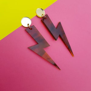 Statement lightening bolt dangle earrings