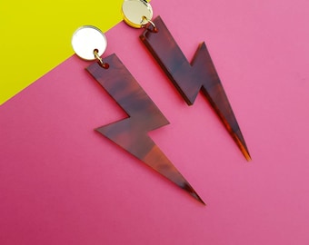 Statement lightening bolt dangle earrings