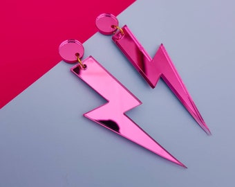 Statement lightening bolt dangle earrings