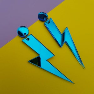 Statement lightening bolt dangle earrings