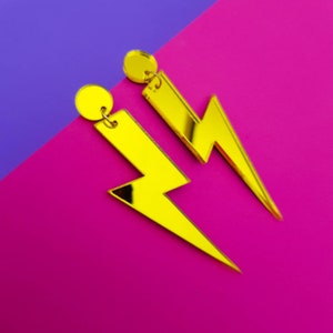 Statement lightening bolt dangle earrings