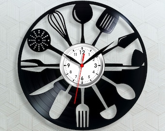 Kitchen clock Clock for cook Home clock Kitchen decor Gifts for girlfriend Record clock Gifts for wife Decor home Gifts for mom Lovely clock