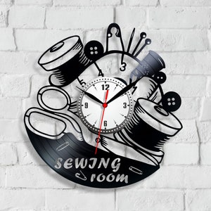 Sewing Wall clock Sewing machine Clock online Sewing instruments Gifts for woman Sewing quotes Sewing room art Handmade craft Xmas presents Style 2